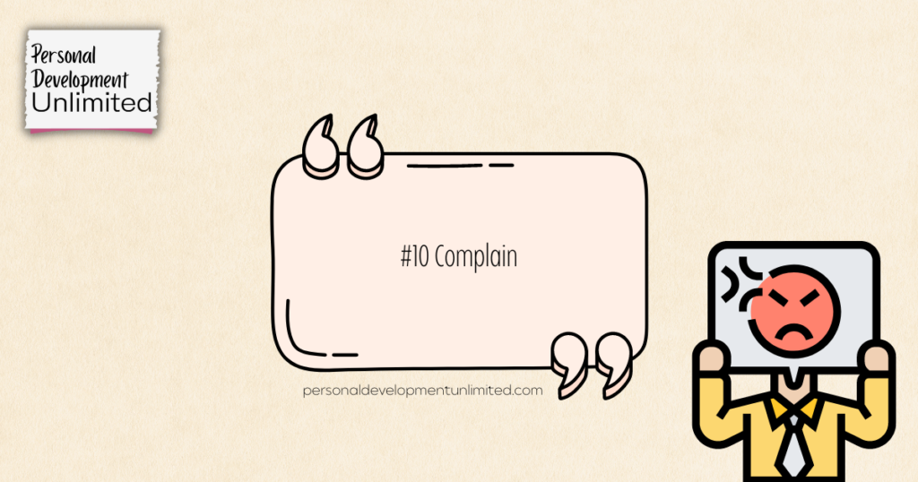 Cream Black modern motivation quote. Text displays: #10 Complain