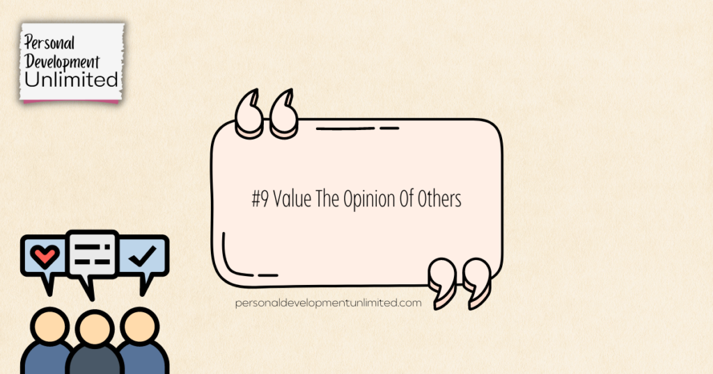 Cream Black modern motivation quote. Text displays: #9 Value The Opinion Of Others